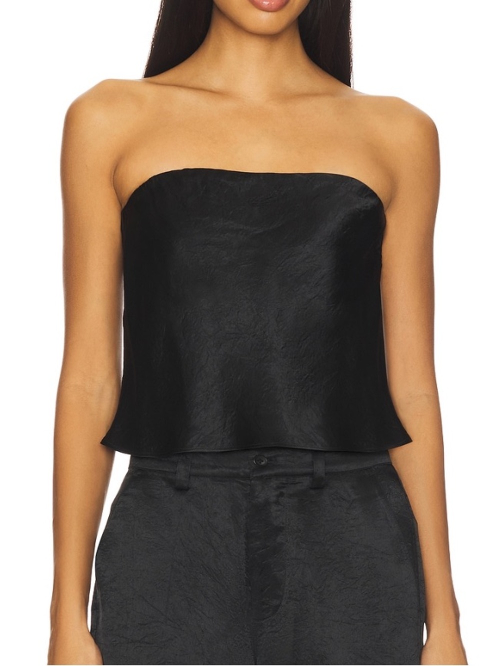 Classic Black Women's strapless satin shirt